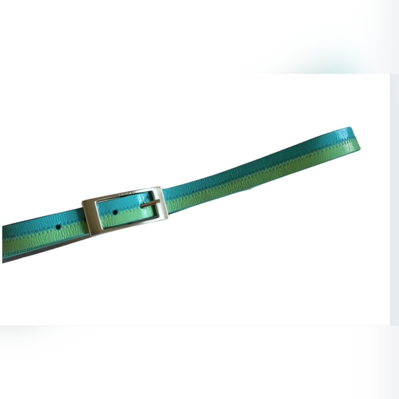 Calvin Klein Belt Women's Leather Two Tone Neon Blue Adjustable Size Medium - Picture 2 of 8